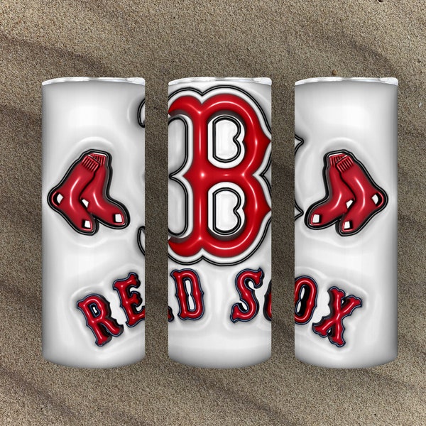 Baseball Boston Red Soxx Team Skyline Designs 20 Oz Skinny Tumbler Designs, 3D Gonflé Drip Tumbler Straight png, Téléchargement numérique