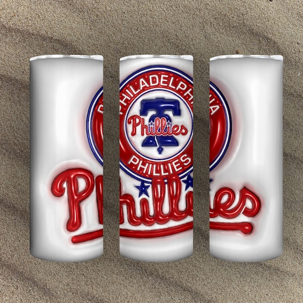 Baseball Team Philadelphia Philliess Designs 20 Oz Skinny Tumbler Sublimation Designs, 3D Inflated Tumbler Straight PNG, Digital Download