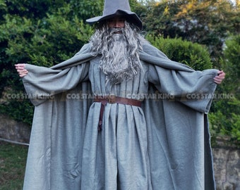 Grey Gandalf Cosplay Wool Costume Outfit The Lord Of The Ring Halloween Party