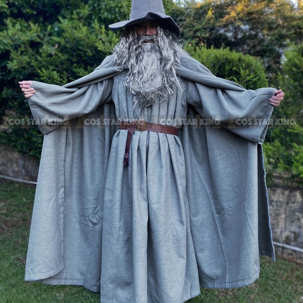 Graues Gandalf Cosplay Wollkostüm Outfit Der Herr des Rings Halloween Party