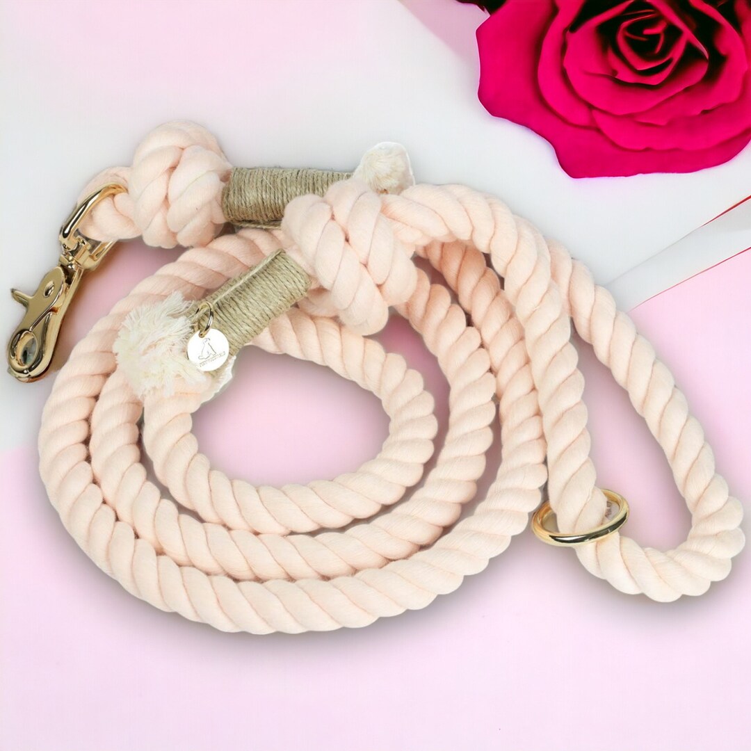 Valentine's Day Special: Light Pink Cotton Rope Leash, Stylishly Hand ...