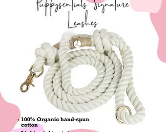 Creamy White Cotton Rope Leash, Hand-Dyed For Fashion-Forward Canines, Perfect Gifts for His Medium & Large Dogs