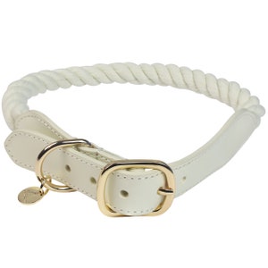 Handmade Creamy White Rope Dog Collar | Adjustable Dog Rope Collar | Durable Design Dog Rope Collar by Puppysentials