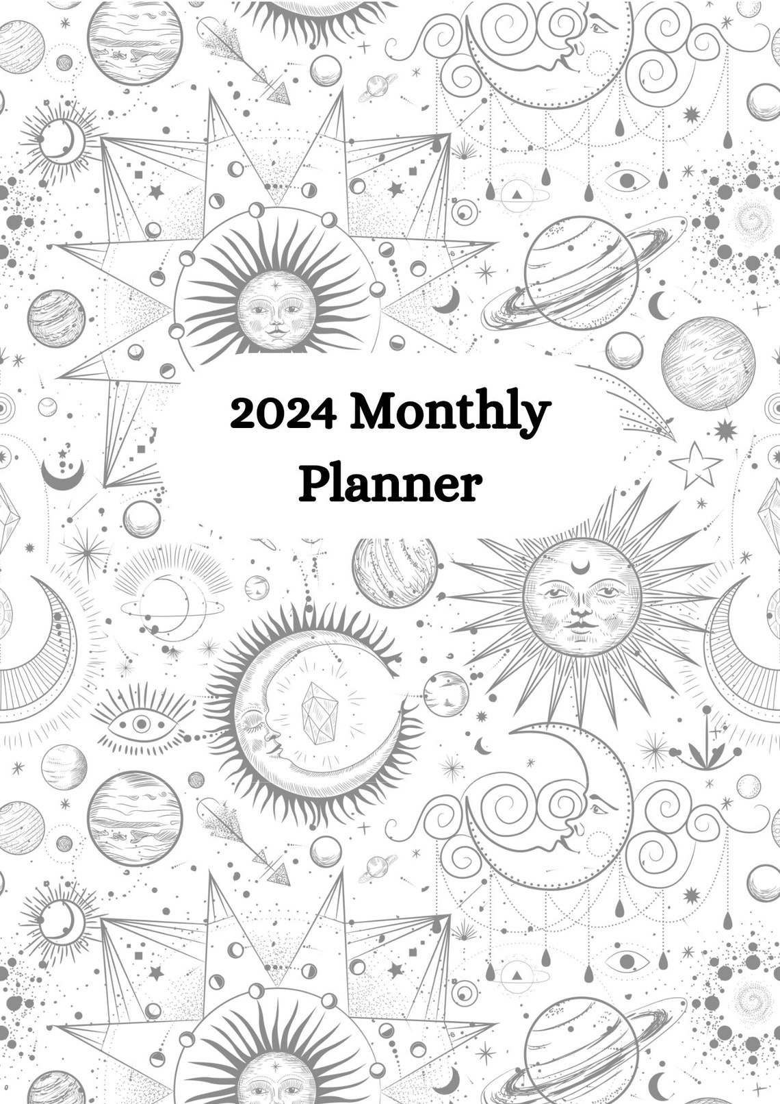 PURPLE THEME 2024 Digital Monthly Planner W/sun & Moon Etsy