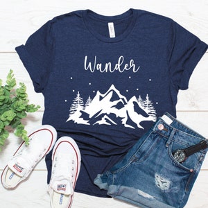 Wander Shirt Mountain Range Shirt Travel Shirt Pine Tree Shirt