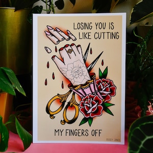 Traditional Tattoo Print Turnover Losing You Is Like Cutting My Fingers Off