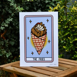 Carta Del Tarot Con Estampado De Tatuaje Tradicional Las Papas Fritas