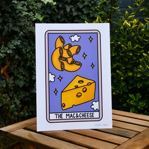 Carta del Tarot con estampado de tatuaje tradicional, macarrones con queso