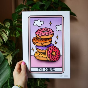 Traditionele tattoo print tarotkaart donuts