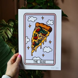 Traditionele Tattoo Print Tarotkaart De Slice Pizza