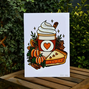 Traditional Tattoo Print Pumpkin Spice Latte Coffee