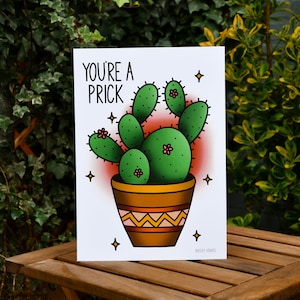 Traditional Tattoo Print Cactus You're A Prick