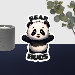 Bear Hugs Cute Panda Bubble-Free Vinyl Sticker