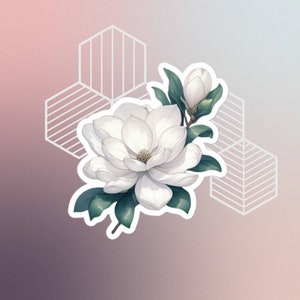 Animated Magnolia Flower Vinyl Sticker