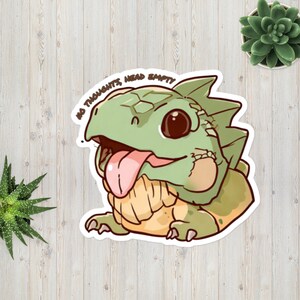 No Thoughts, Head Empty Cute Iguana Lizard Bubble-Free Sticker