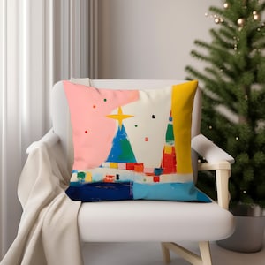 Christmas Throw Pillow - Holiday Abstract Accent Pillow - Christmas Tree Pillow