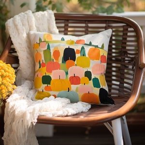 Colorful Pumpkin Pillow - Modern Fall Throw Pillow - Fall Decor - Autumn Pumpkin Throw Pillow - Hello Autumn - Fall Pillow