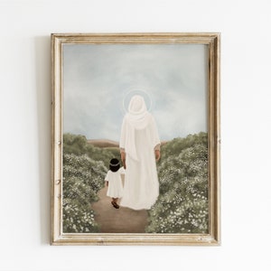 Jesus Christ Fine Art Print: Girl Walking with Christ, LDS Artwork