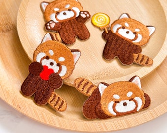 BUNDLE EXCLUSIVE Adorable Red Panda Patch for Backpack for Kids Patch Decor Red Panda Gift Pattern on Hat Animal Patch for Streetwear Lovers