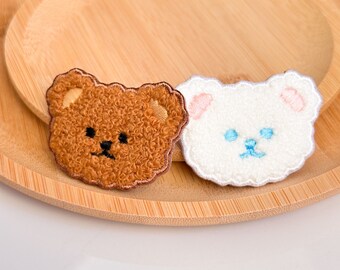 Fluffy Cute Bear Embroidery Patch for Tote bag DIY Crafting Supply for Handmade Creation Gift for kid toy