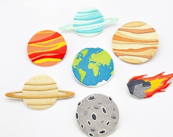 BUNDLE EXCLUSIVE Space Iron-on Patch 7 styles-Planet Embroidery Patch-T-shirt Embroidery Patch-Hat Embroidery Patch-Bag Embroidery Patch