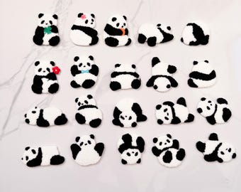 Handmade Cute Panda Iron-on Patch Set Personalize Gift Ideas For Craft Red Panda Gift Pattern on Hat Animal Patch for Streetwear Lovers