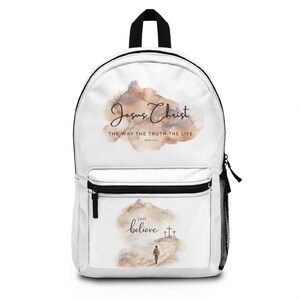 Jesus Christ watercolor scripture backpack | The Way the Truth the Life Christian faith
