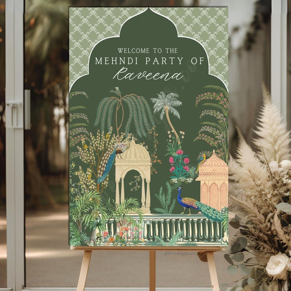 Mehndi Welcome Sign | Sikh Indian Wedding Sign | Maiyan Sangeet Mendhi Choora Jaggo Wedding Week Sign | Printable Wedding Sign