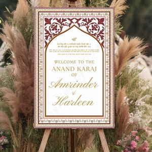 Anand Karaj Welcome Sign | Sikh Indian Wedding Sign | Maiyan Sangeet Mendhi Choora Jaggo Wedding Week Sign | Printable Wedding Sign