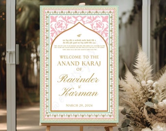 Willkommensschild | Anand Karaj | Personalisierbar | Indische Hochzeit Zeichen | Verlobung, Mehndi, Choora, Jaggo, Sangeet | Digital