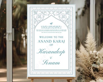 Willkommensschild | Anand Karaj | Personalisierbar | Indische Hochzeit Zeichen | Verlobung, Mehndi, Choora, Jaggo, Sangeet | Digital