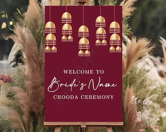 Sikh Hochzeit Willkommensschild | Chooda Ceremony Dekor (Digitaler Download)