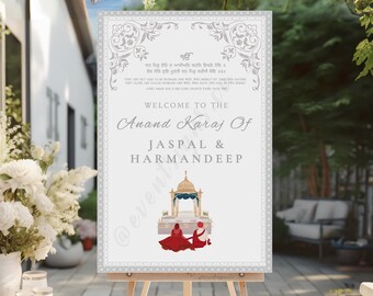 Anand Karaj Willkommensschild | Sikh Hochzeitsdeko (PDF & PNG)