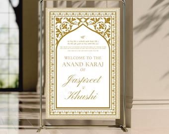 Willkommensschild | Anand Karaj | Personalisierbar | Indische Hochzeit Zeichen | Verlobung, Mehndi, Choora, Jaggo, Sangeet | Digital