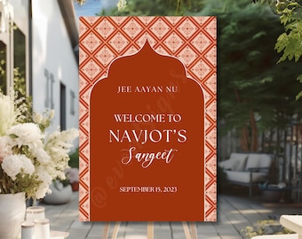 Sangeet Willkommensschild | Indische Hochzeitsdeko (Digitaler Download)
