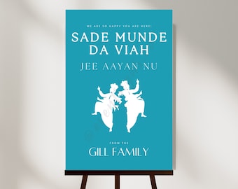 Sikh Hochzeit Willkommensschild | Indische Hochzeitsdeko (Digitaler Download)