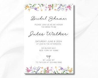 Brautparty-Einladung Blumenmuster | Druckbar, Digital einladen