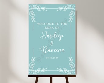 Elegantes Roka Willkommensschild, Punjabi Sikh Hochzeit (Digitale Datei)