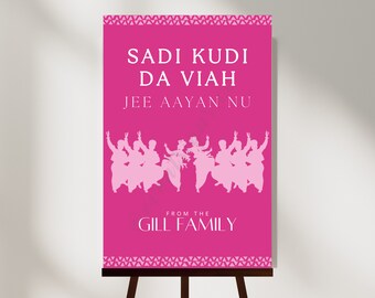 Sikh indische Hochzeit Willkommensschild | Bhangra Decor (Digitaler Download)