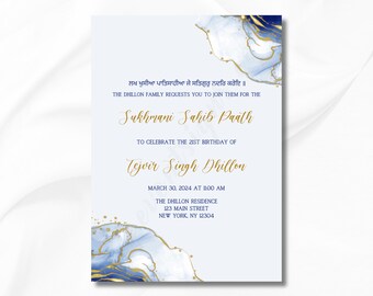 Sukhmani Sahib Paath Einladung | Sikh Geburtstag, Hochzeit (Digital)