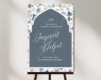 Elegantes Roka Willkommens-Schild | Sikh indische Hochzeitsdeko (Digital Download)