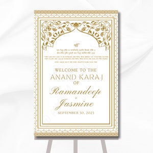 Anand Karaj Welcome Sign | Sikh Indian Wedding Sign | Maiyan Sangeet Mendhi Choora Jaggo Wedding Week Sign | Printable Wedding Sign