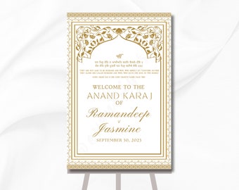 Anand Karaj Willkommensschild | Sikh Hochzeitsdeko (PDF & PNG)