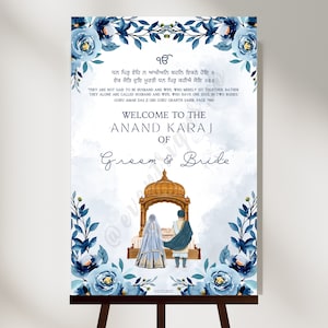 Anand Karaj Welcome Sign | Sikh Indian Wedding Sign | Maiyan Sangeet Mendhi Chooda Jaggo Wedding Week Sign | Printable Wedding Sign