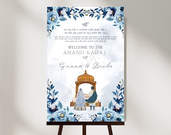 Anand Karaj Willkommensschild | Sikh Hochzeitsdeko (PDF & PNG)