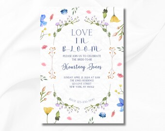 Brautparty-Einladung Blumenmuster | Blühende Frühlingsliebe (Digital PDF)