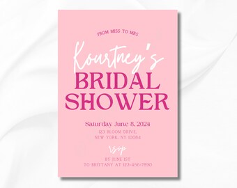 Rosa Brautparty-Einladung | Druckbar & Digital