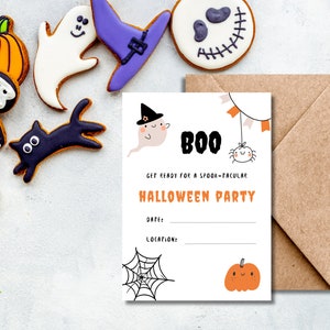 Druckbare Halloween Einladungskarte | Fröhliches Halloween | Halloween Kind | Digitale Halloween Karte | Halloween Party