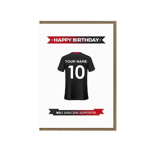 d'anniversaire personnalisée de rugby des Sarrasins | de voeux de fan de rugby | carte à thème de rugby | Cadeau pour supporter | Maillot de l'équipe des Sarrasins
