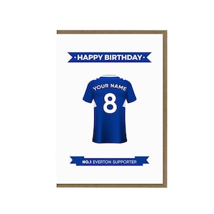 d'anniversaire personnalisée Everton FC | Carte de voeux de fan d'Everton | carte à thème de chemise d'Everton | Cadeau pour supporter d'Everton | Fan de football